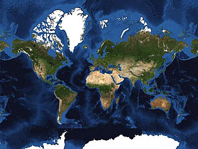 Não se deixe enganar por este mapa, que mostra a Groenlândia do tamanho da América do Sul... Oficialmente, a Groenlândia é quase nove vezes menor que o nosso continente!!