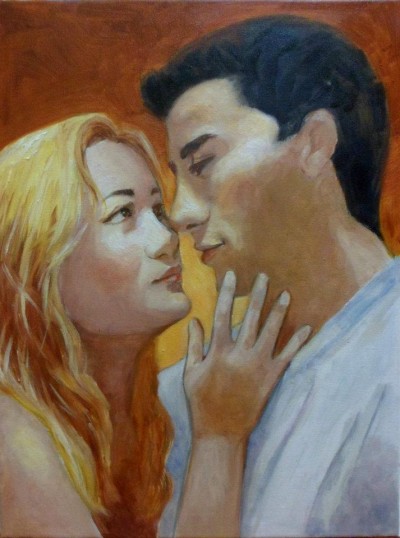 Netevi e seu namorado, pintado pela própria...